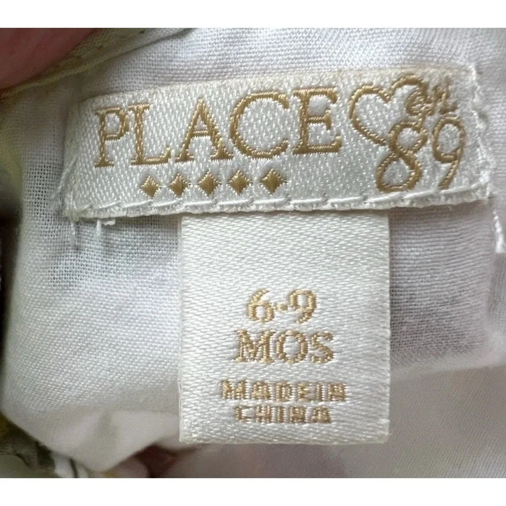 The Childrens Place 89 Dress Easter  Girls White Floral Sash Ruffle 6-9 Months